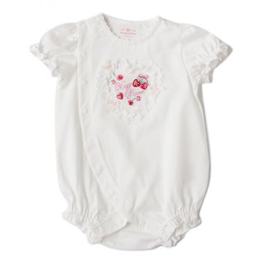 ハートレース苺刺しゅうロンパース