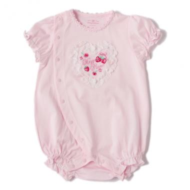 ハートレース苺刺しゅうロンパース