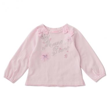 肩リボンロゴ刺しゅうTシャツ