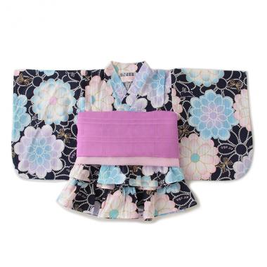 ポンポン菊柄ドレス浴衣