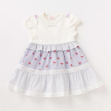 ギンガムティアードドッキング風ワンピース