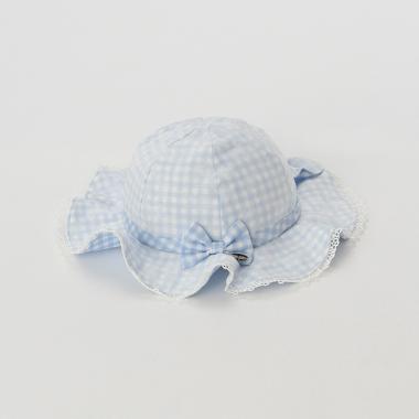 UVケア 花型日よけ布つきギンガムチェックハット