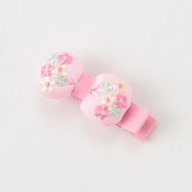 お花刺しゅう入りリボンヘアクリップ