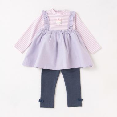 ウサギマスコットつき切替チュニック＆レギンスセット