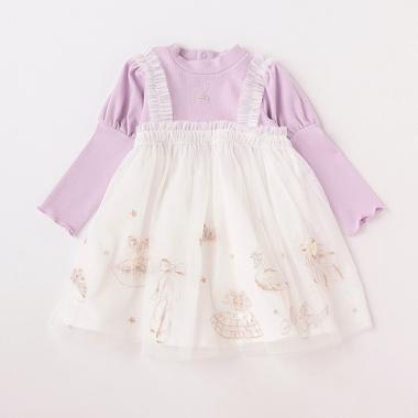 トゥシューズ刺しゅうチュールドッキングワンピース