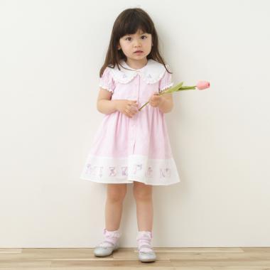 セーラー衿 裾ロゴワンピース