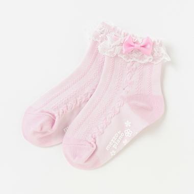 【ベビーサイズ】タテリボン柄レースソックス【日本製】