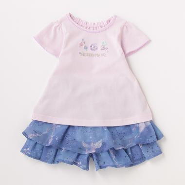 シェル刺しゅうＴシャツ＆星座柄キュロットスカートセット