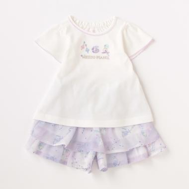 シェル刺しゅうＴシャツ＆星座柄キュロットスカートセット