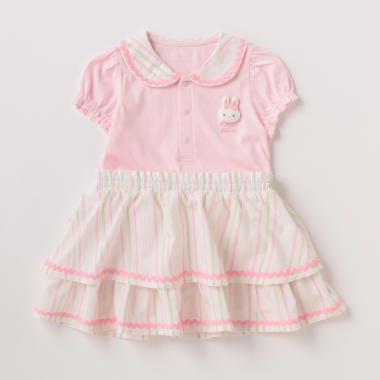 ウサギマスコットつきセーラー衿Ｔシャツ＆スカートセット