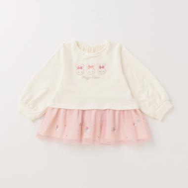 チュール刺しゅう　裾ペプラムトレーナー