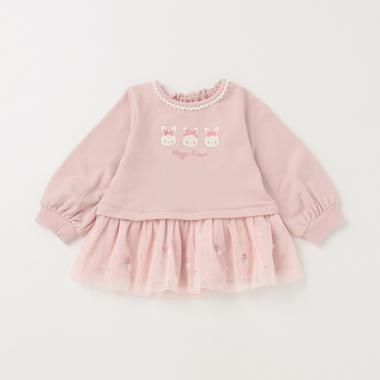 チュール刺しゅう　裾ペプラムトレーナー