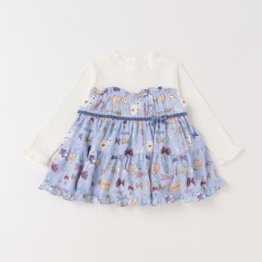 ワンダーランド柄ドッキングチュニック