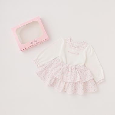 オリジナルボックスつき小バラ柄長袖Ｔシャツ＆スカートブルマセット