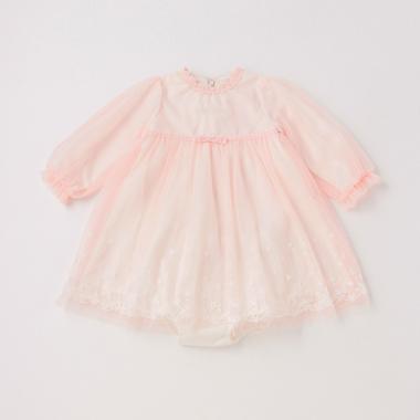 レース刺しゅうチュールワンピース＆ブルマセット