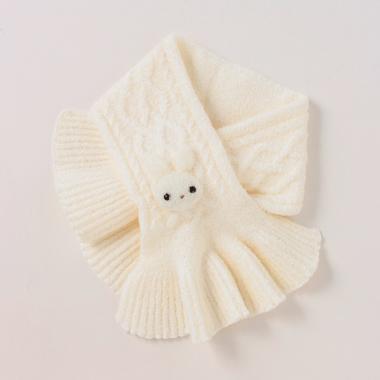 ボアウサギマスコットつき　マシュマロニットマフラー【日本製】