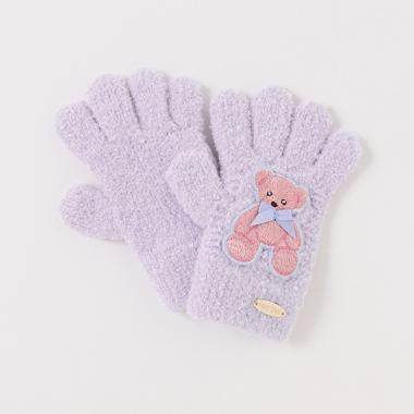 クマワッペンつき　マシュマロニット手袋【日本製】