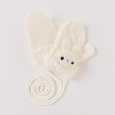 ボアウサギマスコットつき　マシュマロニット手袋【日本製】