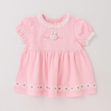 ウサギマスコットつき　花レース半袖チュニック