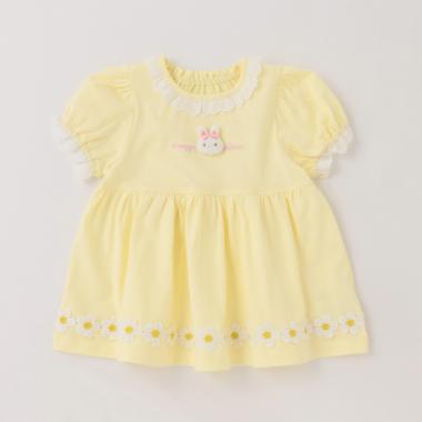 ウサギマスコットつき　花レース半袖チュニック