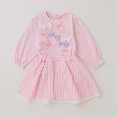 リボンイッパイ長袖Tシャツ＆スカートブルマセット