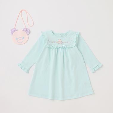 クマポシェットつき　クマロゴカットワンピース