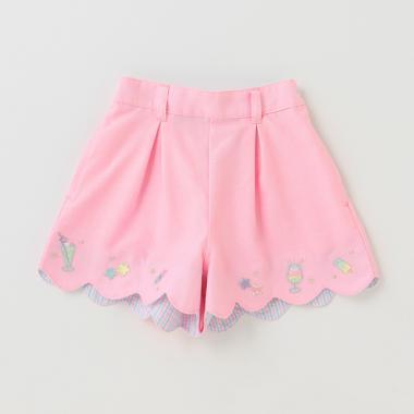 裾スカラップソーダ刺しゅうショートパンツ