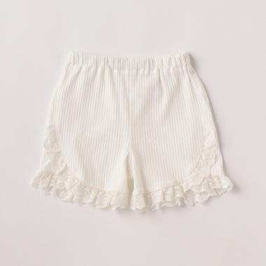 フリルレース　テレコショートパンツ