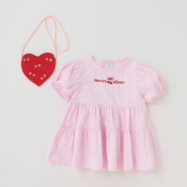 ハートポシェットつき　半袖ティアードチュニック