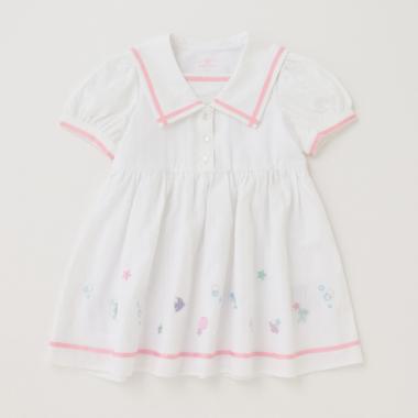 裾刺しゅうセーラーカラーワンピース