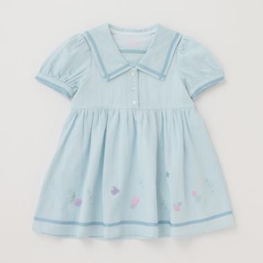 裾刺しゅうセーラーカラーワンピース