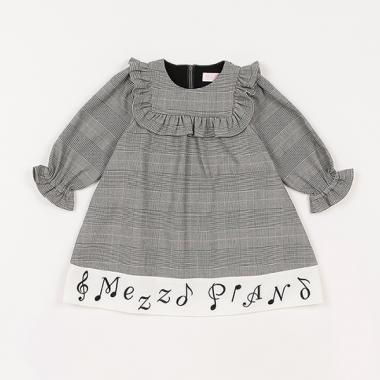 裾ロゴ刺しゅうチェックワンピース