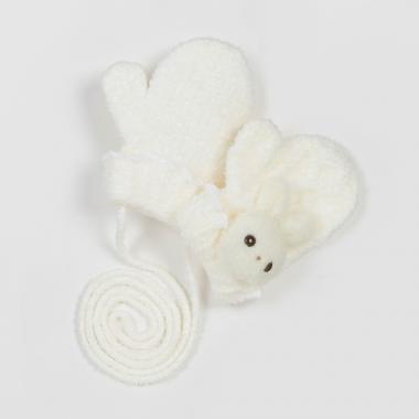 ボアウサギマスコットつき　マシュマロニット手袋【日本製】