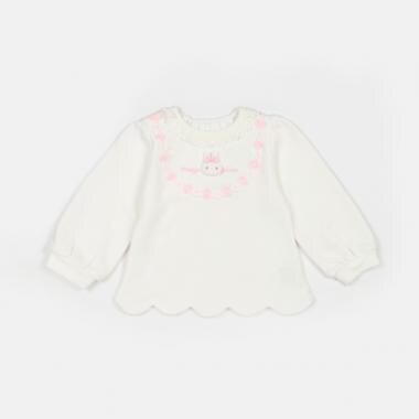 ウサギマスコットつき　裾スカラップ　トレーナー