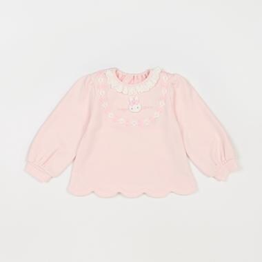 ウサギマスコットつき　裾スカラップ　トレーナー