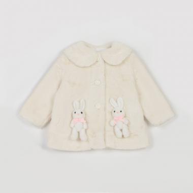 うさぎぬいぐるみつき　フェイクファーコート