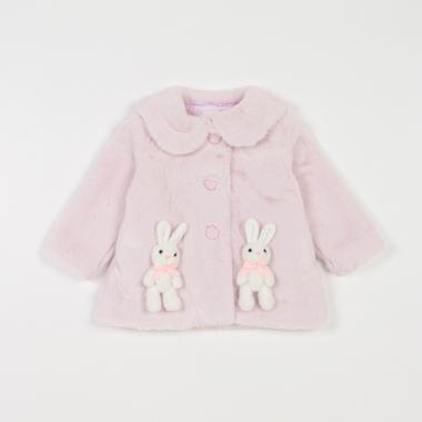 うさぎぬいぐるみつき　フェイクファーコート