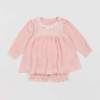 花刺しゅうベロア　レースチュニック＆ブルマセット