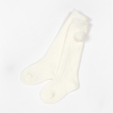 ボン天つき　ケーブルハイソックス【日本製】