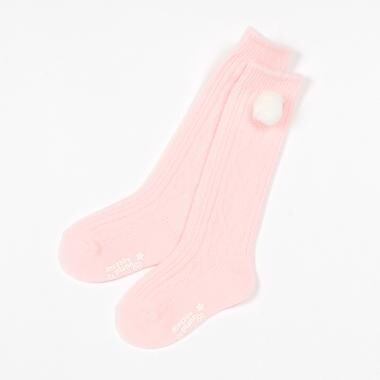 ボン天つき　ケーブルハイソックス【日本製】