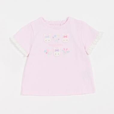うさぎアップリケ　半袖Tシャツ