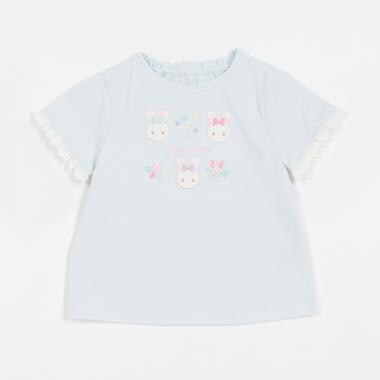 うさぎアップリケ　半袖Tシャツ