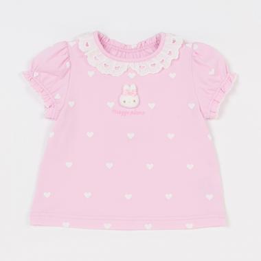 ウサギマスコットつきハート柄Tシャツ