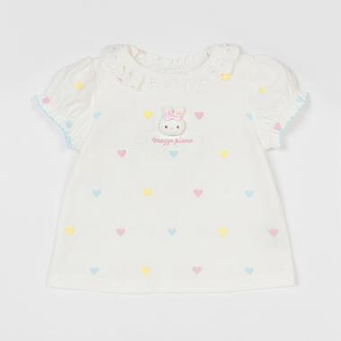 ウサギマスコットつきハート柄Tシャツ