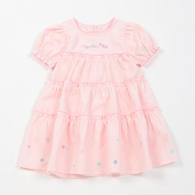 キャンディ刺しゅう　半袖ティアードワンピース