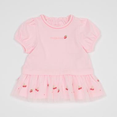 フルーツ刺しゅう　裾チュール　半袖チュニック