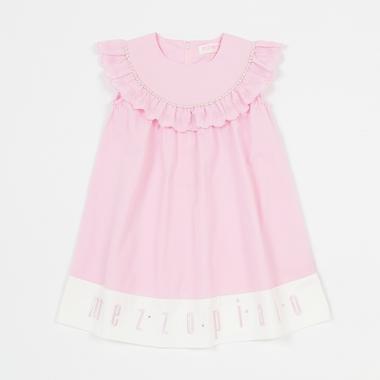 裾ロゴ刺しゅう　レースワンピース