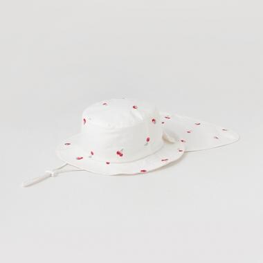 イチゴ・チェリー刺しゅう　日除けつきハット