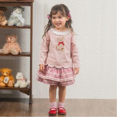 ハートチェック　フリルキュロットスカート