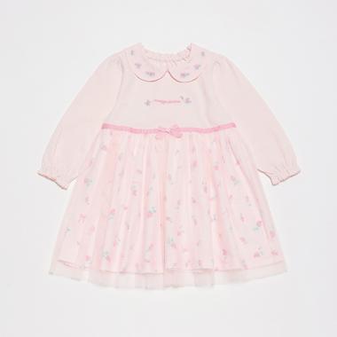 ローズつぼみ柄　ドッキングワンピース